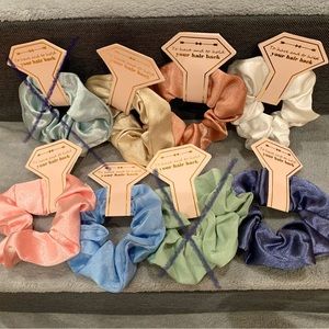 New Satin Scrunchies Bride Bridesmaids Bachelorette Favors Gifts Party Hair Tie